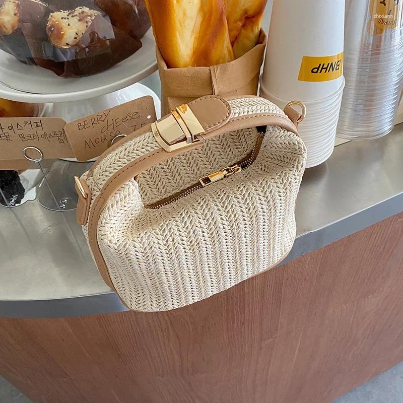 Free Shipping Shoulder Bags 2024 Vacational Bucket Beach Bohemian Small Knitting Summer Purse And Handbag Straw Crossbody Bag For Designer Bag Luxury 