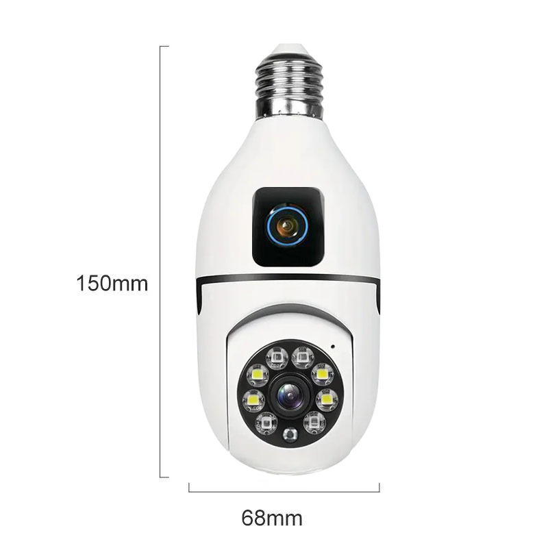 E27 Bulb Dual Lens Surveillance Camera 200W 1080P Night Vision Motion Detection Outdoor Indoor Network Security Monitor Smart Home AI Tracking