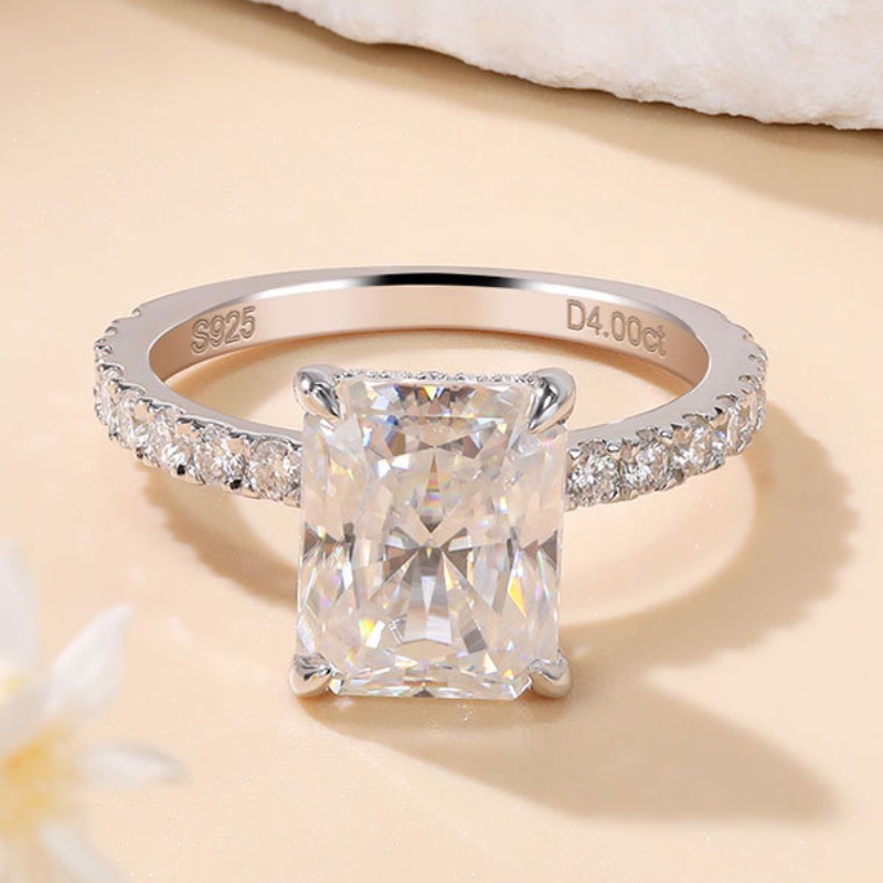 Luxury Ring Jewelry 925 Sterling Silver Ring for Women Flashing 4ct D Color Moissanite Diamond Ring Fashion Silver Jewelry Anniversary Gift Bridal Rin