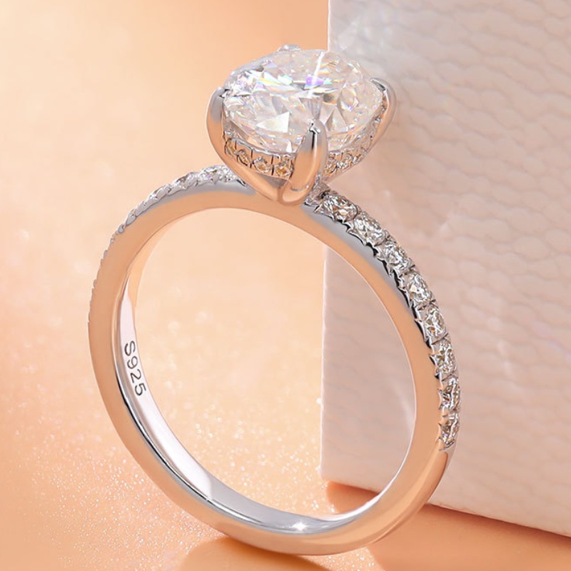 Women Fine Jewelry 18K White Gold Ring Pass Tester GRA Sparkling 2ct VVS1 D Color Moissanite Diamond Rings Wedding Accessories for Women Size 5-11