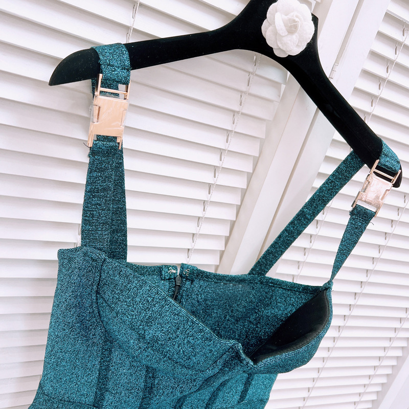 506 L 2024 Milan Runway Dress Spring Summer Sleeveless Spaghetti Strap Blue Dresses Womens Dress Fashion High Quality Lux