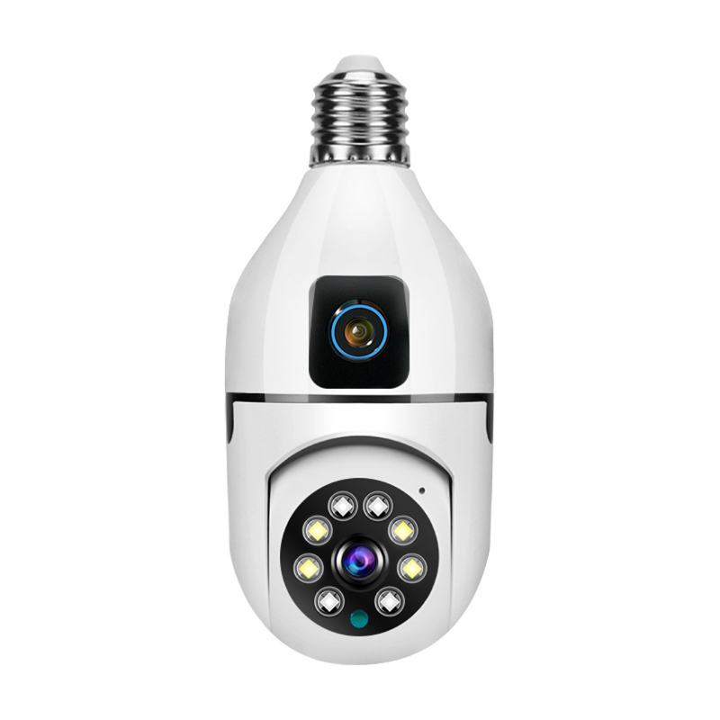 E27 Bulb Dual Lens Surveillance Camera 200W 1080P Night Vision Motion Detection Outdoor Indoor Network Security Monitor Smart Home AI Tracking