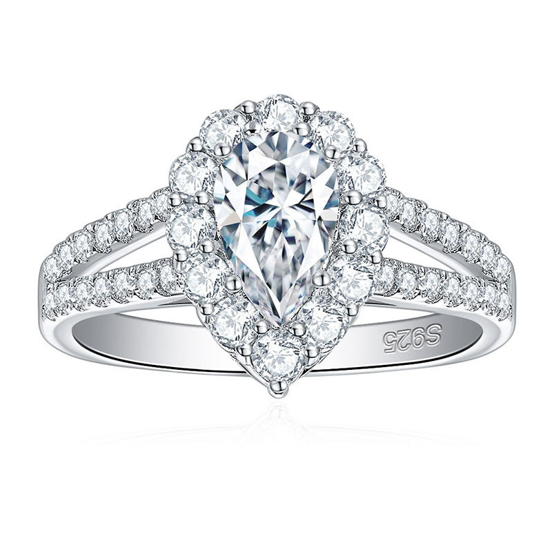 Luxury Women Ring Jewelry 925 Sterling Silver 1ct Moissanite Diamond Ring Fashion Silver Jewelry Anniversary Gift Bridal Ring Pass Tester