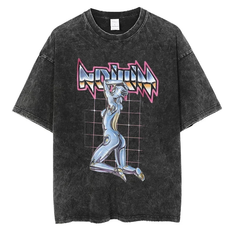 High-end Grunge Fashion Show Robot Lady Graphic T-Shirt Y2k T Stage Sexy Girl Print Tshirt Cotton Oversized Short Sleeve Tees 240510