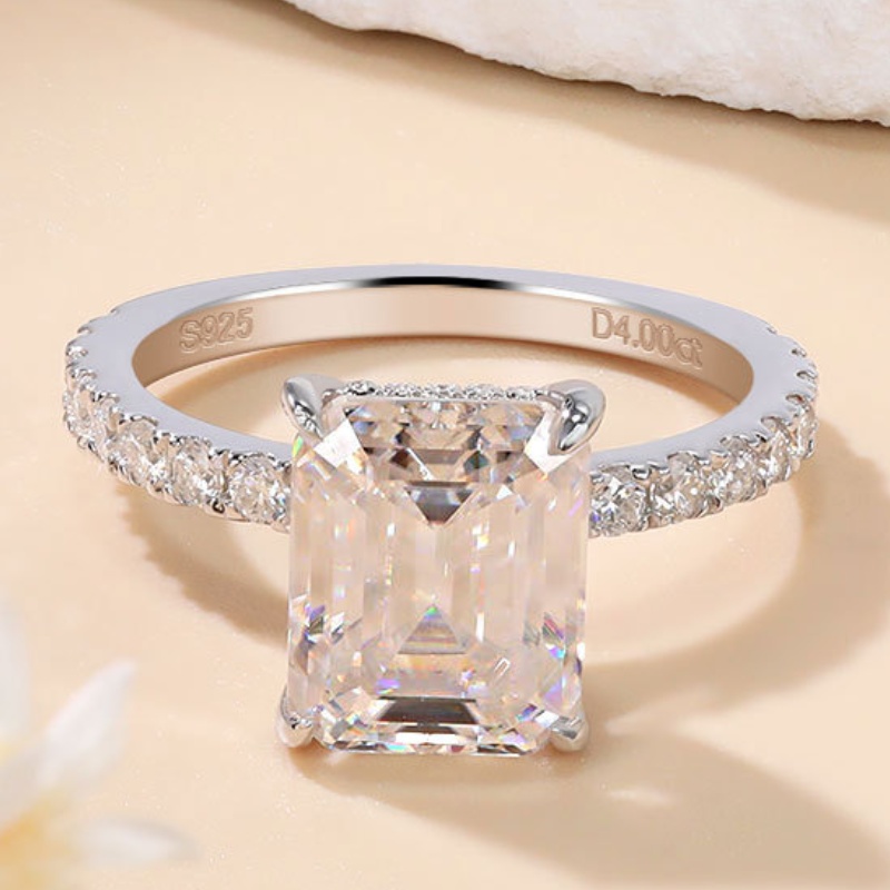 Luxury Ring Jewelry 925 Sterling Silver Ring for Women Flashing 4ct D Color Moissanite Diamond Ring Fashion Silver Jewelry Anniversary Gift Bridal Rin