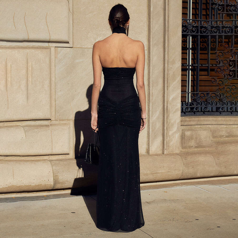 Hot selling new sexy and fashionable high-end slim fit strapless backless patchwork fishtail dress long skirt F51159