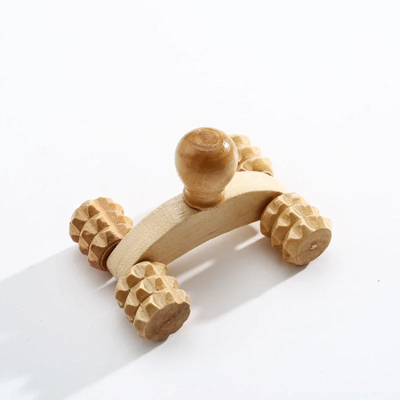 2024 Solid Wood Full-body 4 Wheels Wooden Car Roller Relaxing Hand Massage Tool Reflexology Face Hand Foot Back Body Therapy Productfor