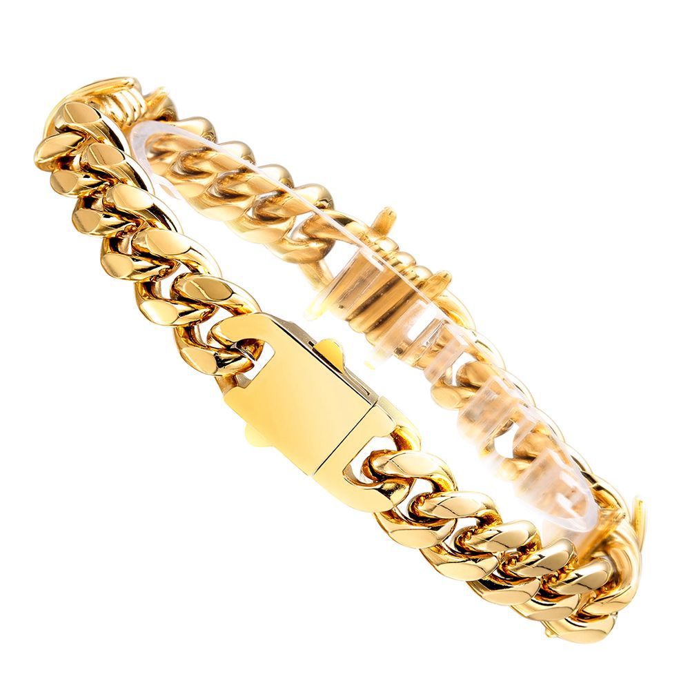 10mm Hip Hop 316L Stainless Steel Chain Bracelets Vintage Men's Colorful Bangle Jewelry
