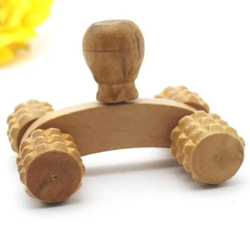 2024 Solid Wood Full-body 4 Wheels Wooden Car Roller Relaxing Hand Massage Tool Reflexology Face Hand Foot Back Body Therapy Productfor