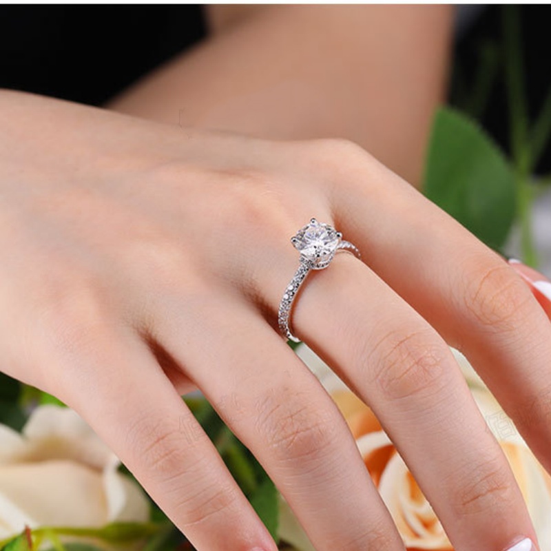 Pass Test Men Women Fashion Moissanite Ring S925 Solid Sterling Silver Simple 1.5ct Round VVS1 Moissanite Rings for Wedding Anniversary Size 5-11