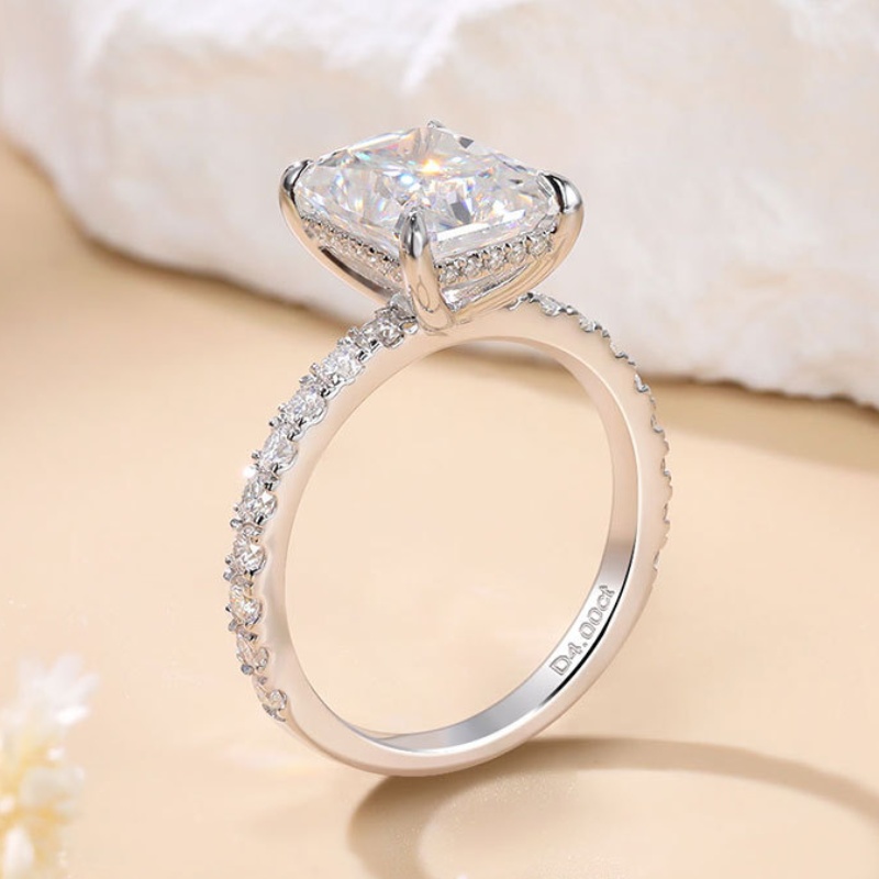 Luxury Ring Jewelry 925 Sterling Silver Ring for Women Flashing 4ct D Color Moissanite Diamond Ring Fashion Silver Jewelry Anniversary Gift Bridal Rin