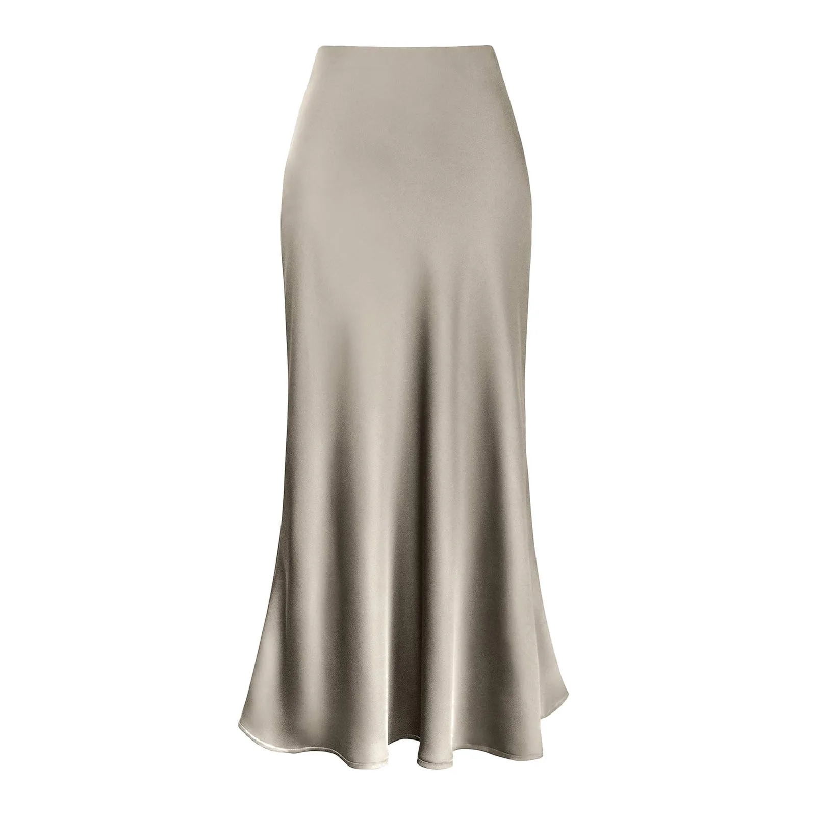 ALine Pleated Long Skirts Summer Women 2024 Skirt Streetwear Elastic Waist Solid Elegant Satin Dress For Ladies 240508