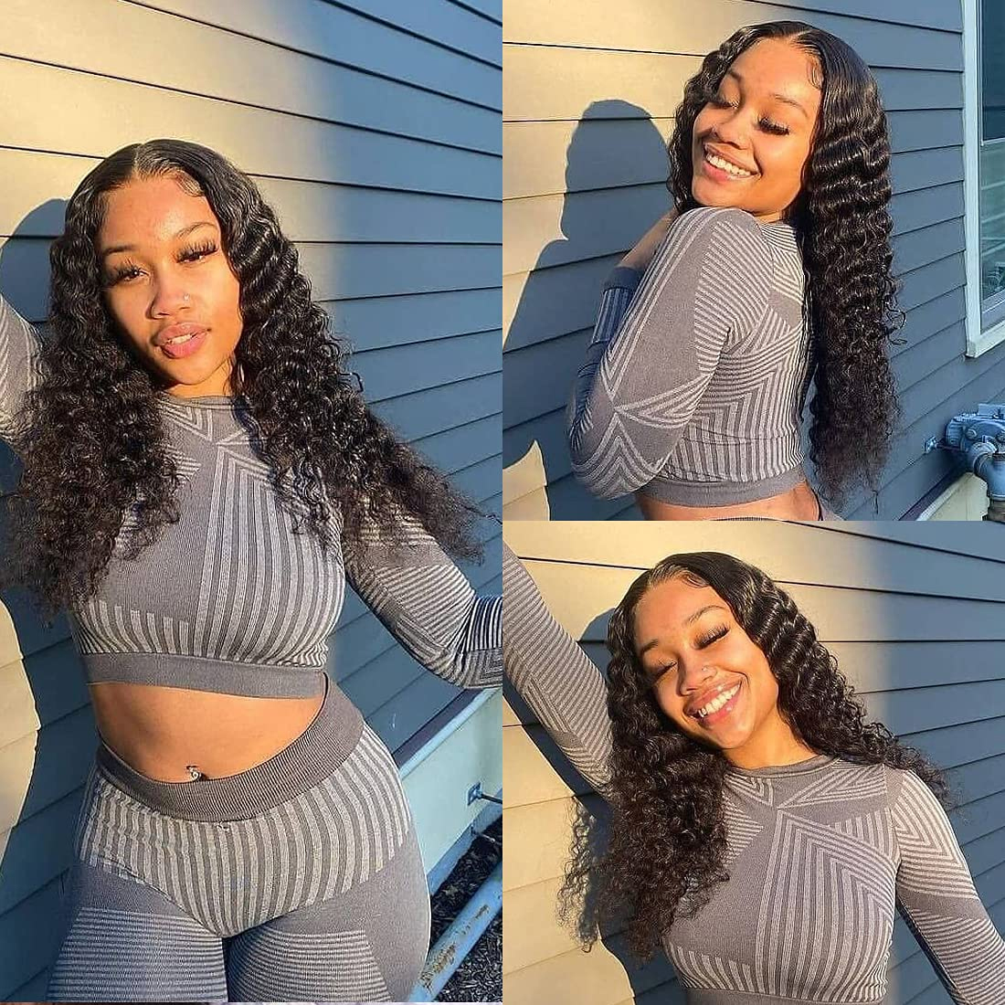 Deep Wave Frontal Wig 30 32 Inch Curly Human Hair Wigs for Women Pre Plucked Indain Wet and Wavy Loose Deep Wave Lace Front Wig HD