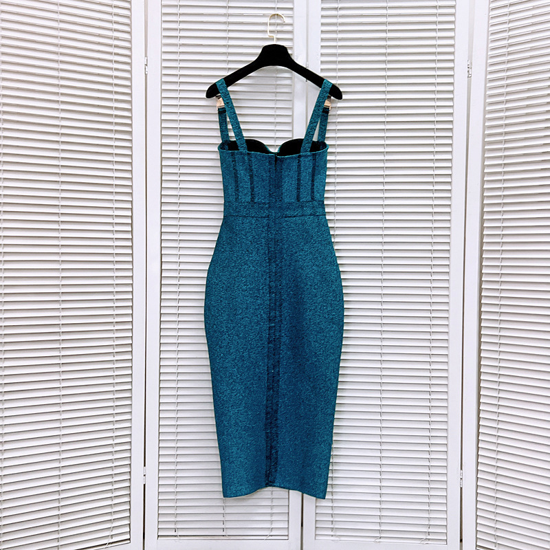 506 L 2024 Milan Runway Dress Spring Summer Sleeveless Spaghetti Strap Blue Dresses Womens Dress Fashion High Quality Lux