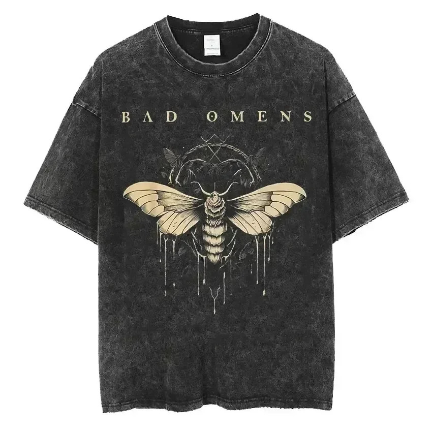 Bad Omens Band Music Tour 2024 Washed T Shirt Retro 90s Men Women Clothing Y2k Hip Hop T-shirt Casual Oversized Tees Streetwear 240510