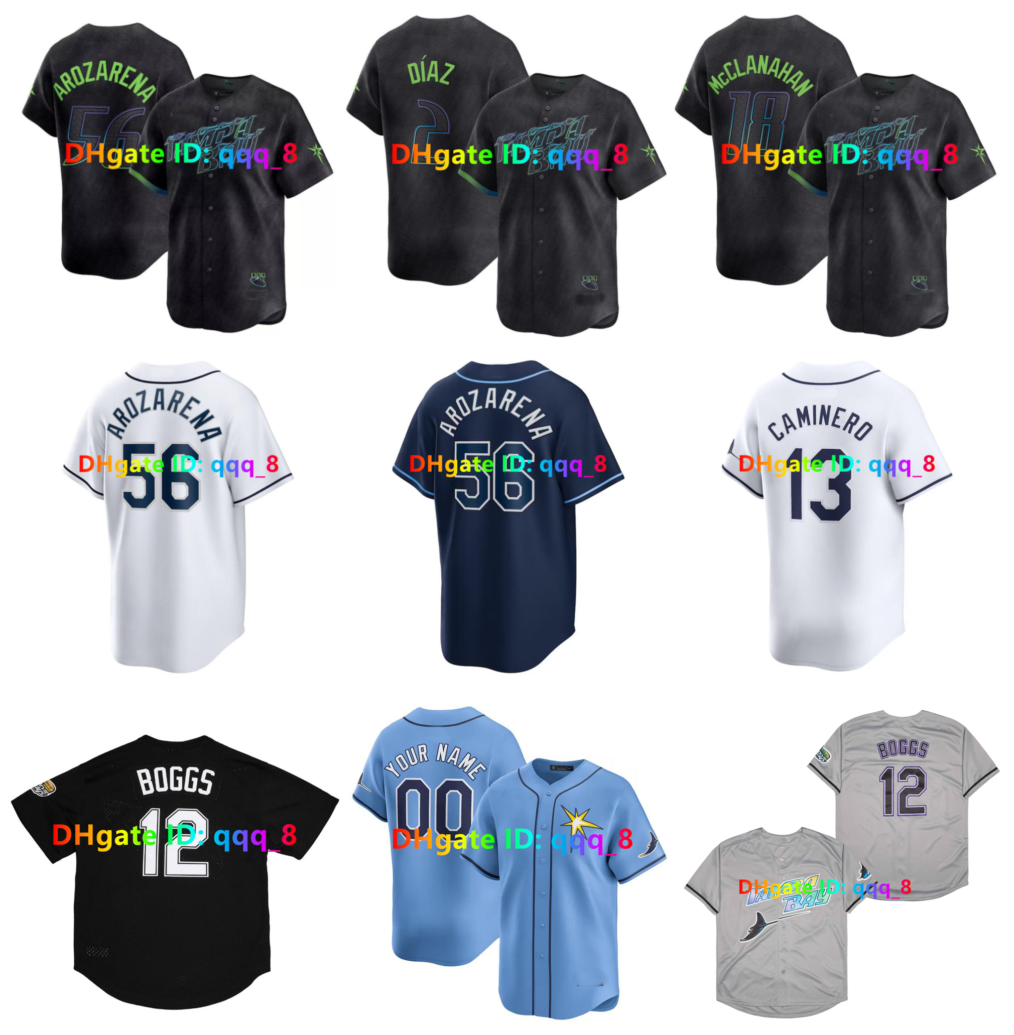 Randy Arozarena Wade Boggs Devil Rays City Connect Baseball Jersey Shane McClanahan Yandy Diaz Evan Longoria Junior Caminero Rene Pinto Brandon Lowe Eflin Size S-4XL