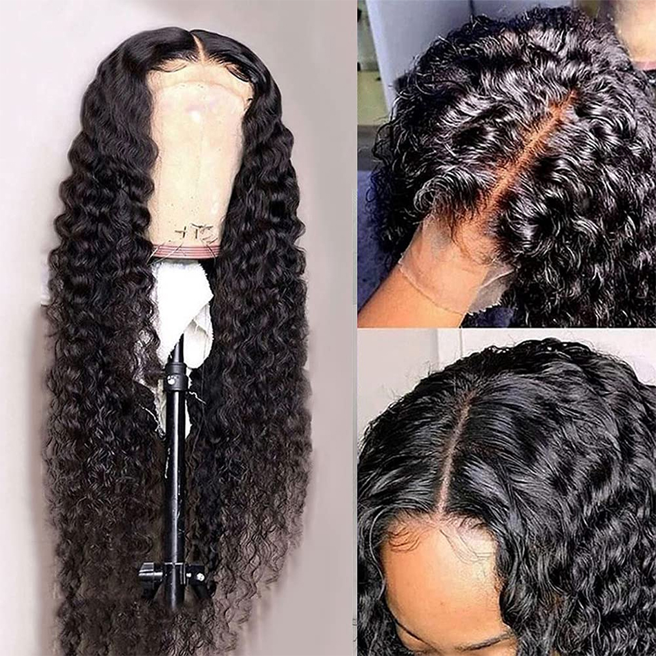 Deep Wave Frontal Wig 30 32 Inch Curly Human Hair Wigs for Women Pre Plucked Indain Wet and Wavy Loose Deep Wave Lace Front Wig HD