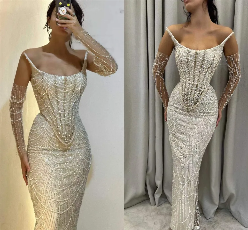 urious Arabic Dubai Beadings Evening Dresses Sexy Mermaid Strapless Pearls Crystals Party Ocn Gowns BC18824 0511