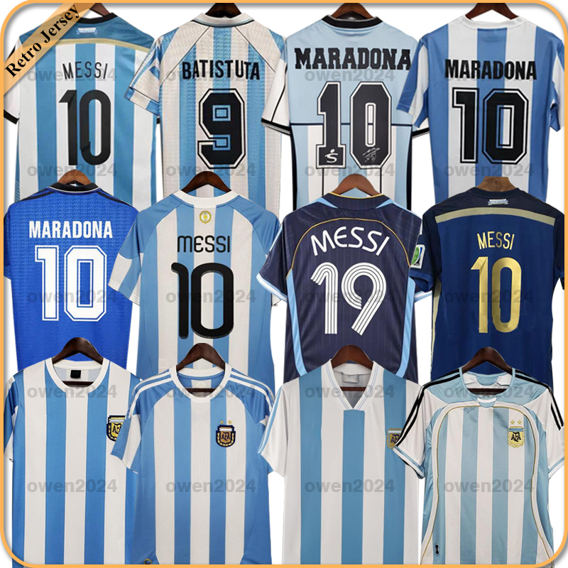1978 1986 Maradona 1998 Argentina Retro Soccer jersey 1996 2000 2001 2006 2010 Kempes Batistuta Riquelme HIGUAIN KUN AGUERO CANIGGIA AIMAR Football Shirts