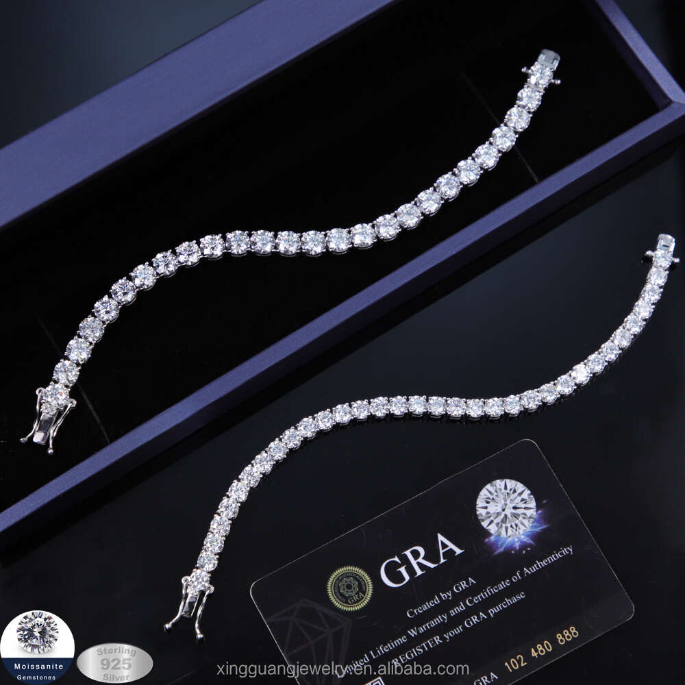 Moissanite Tennis Chain Fashion Jewelry Men Bracelet Diamond 5mm 6.5mm Sier Gold Plated Fine Jewelry Bracelet VVS Moissanite Tennis Chain for Men Wome