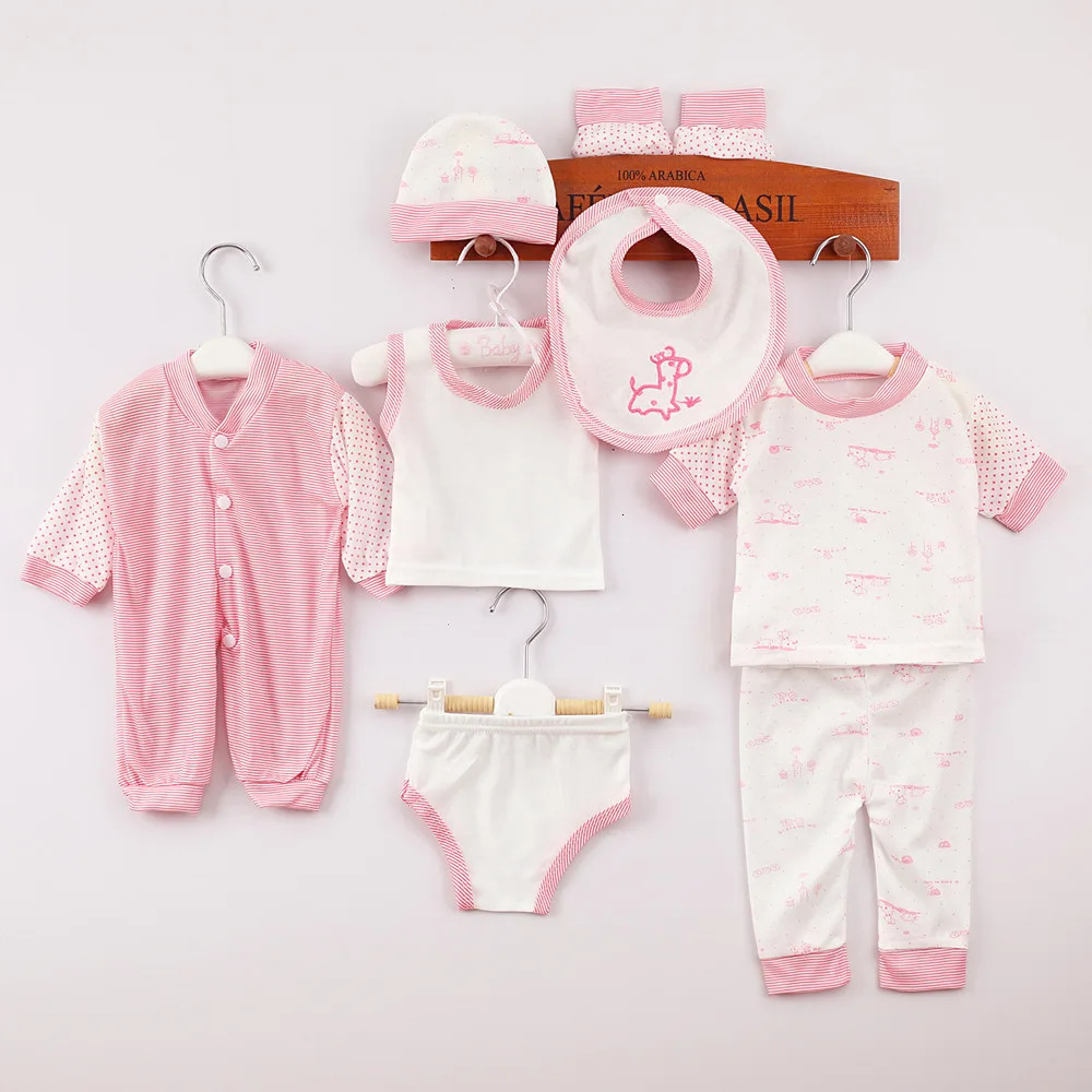In Spring Summer born Girl Boy Clothes 0 To 3 Months Cartoon Cute Print Soft Tops Jumpsuit Baby Items 8Piece Sets BC300 240512