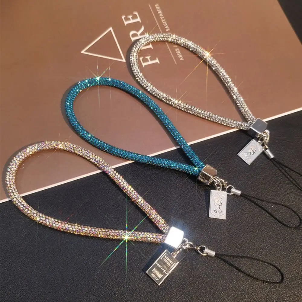 Glitter Rhinestone Phone Lanyard Phone Diamond Crystal Wrist Straps Keychain Neck Hanging Anti-lost Rope