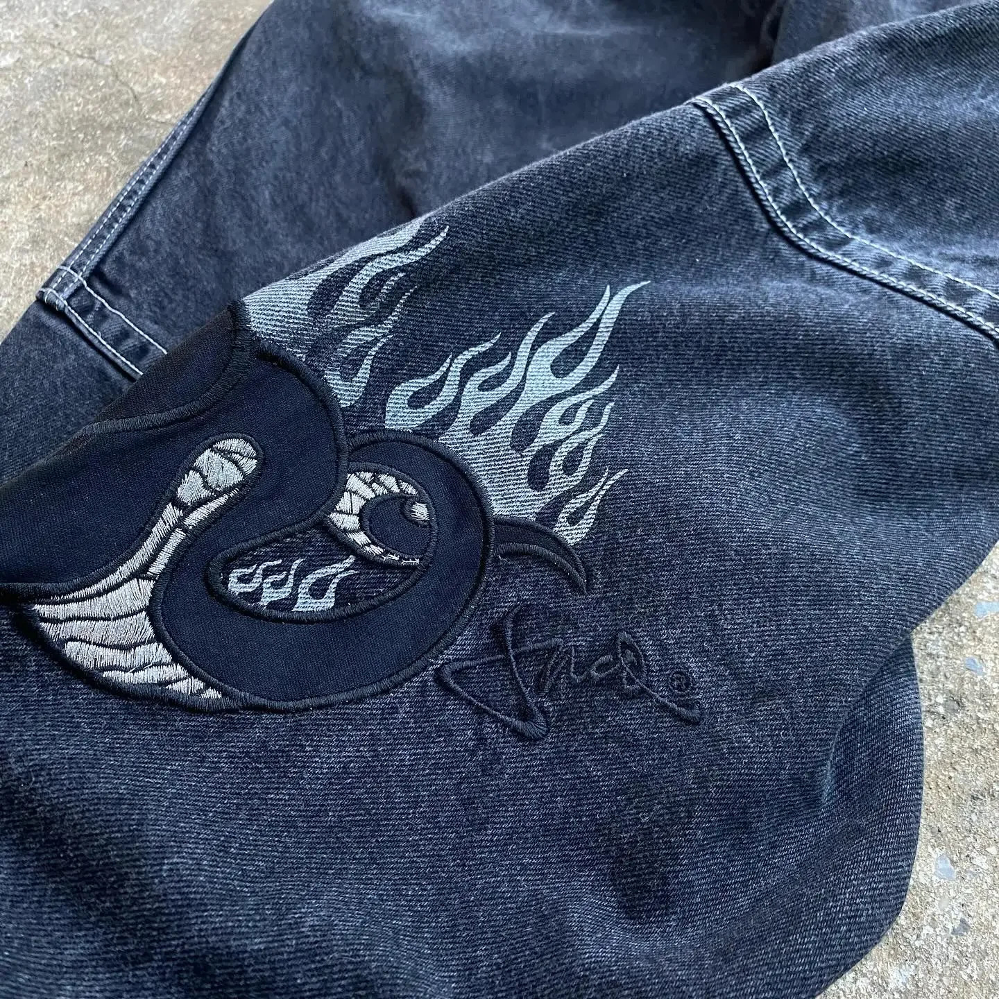 JNCO Baggy Jeans Y2k Low Rise Jeans Men Women Hip Hop Punk Embroidery Slouchy Jeans Gothic Print Retro Streetwear 240429