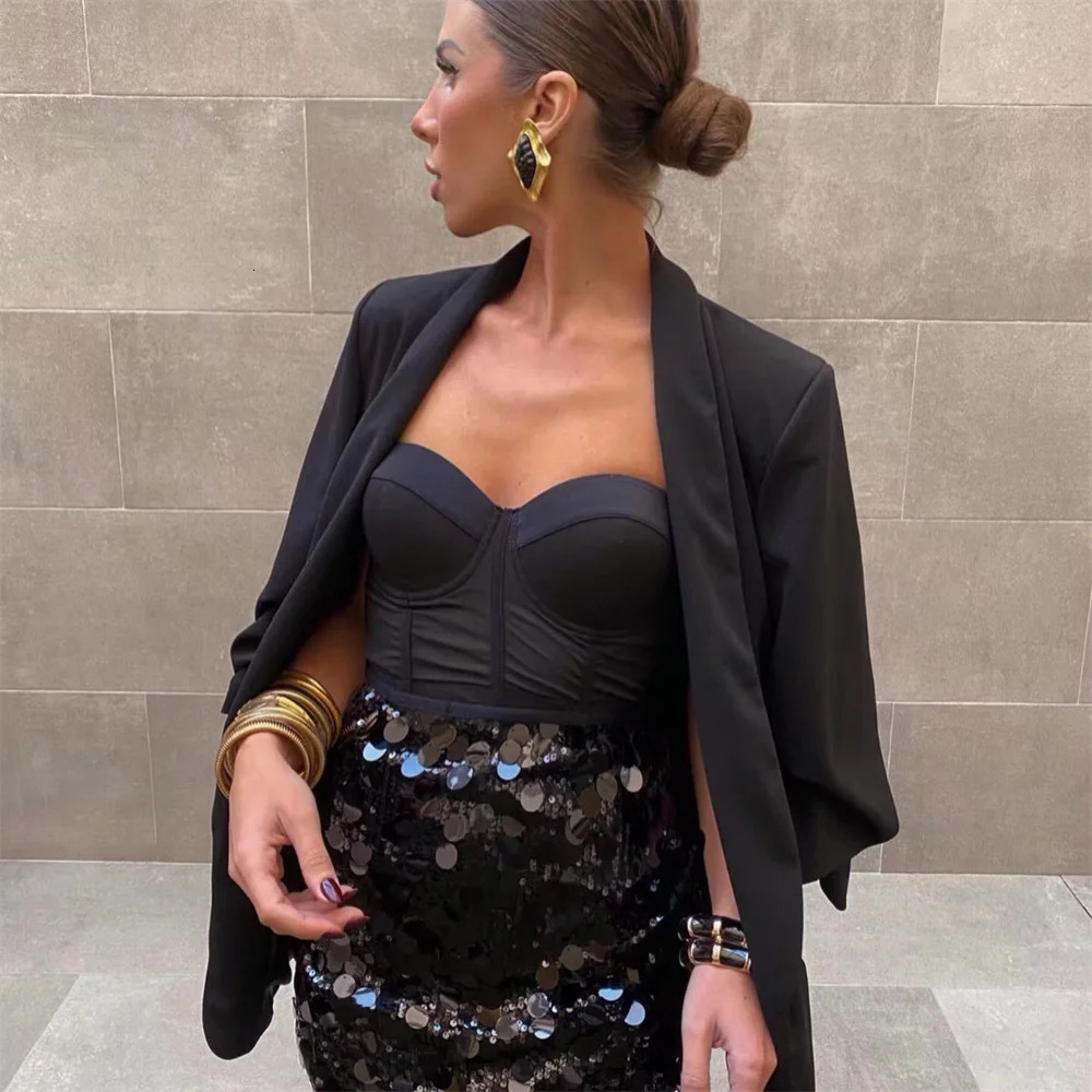 UNIZERA Spring Womens Wear French High Waist Casual Vintage Sequin Mini Skirt Fashion Short Skirt 240506