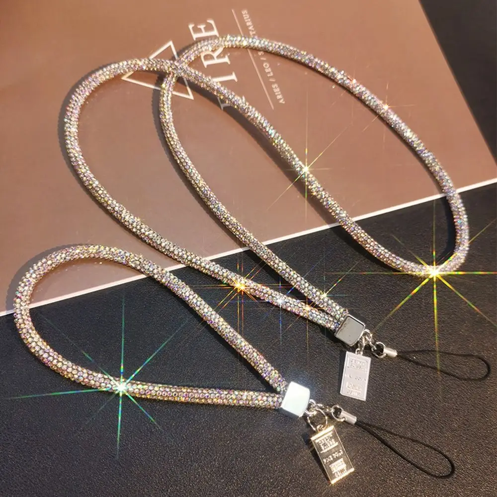 Glitter Rhinestone Phone Lanyard Phone Diamond Crystal Wrist Straps Keychain Neck Hanging Anti-lost Rope