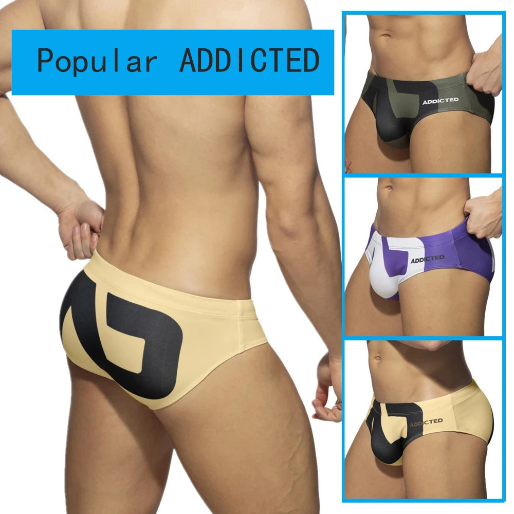 Sexy Swimsuit Men Swimwear Summer Swim Suits Gay Swimming Briefs Solid Low Waist Bathing Suits Breathable ADDICTED Beachwear 240511