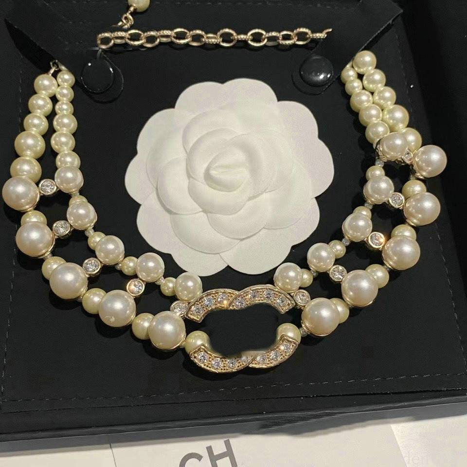 Designer Double Layer Pearl Charm Pendant Necklace for Women Jewelry Loves Gifts