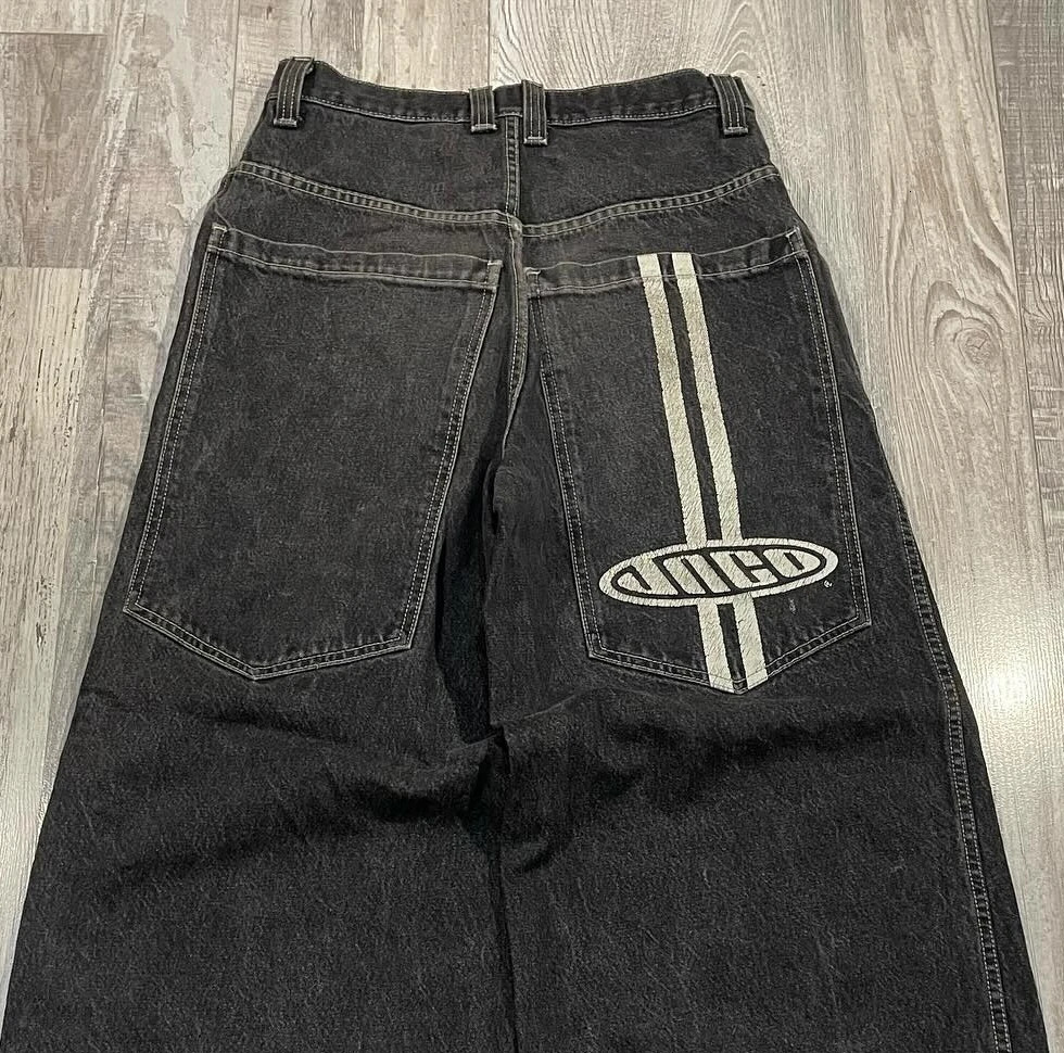 Harajuku Men Jeans Baggy Streetwear Y2k Retro Distressed Black Denim Trousers Hip Hop Straight Wide Leg Pants 240429
