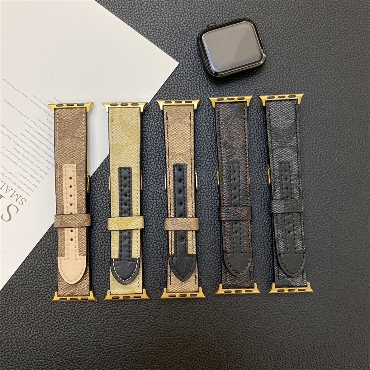 Designer Apple Watch Band 38mm 40 41 42 44 45mm 49mm Flower Leather Watchs Strap Wristband For Iwatch 8 7 6 5 4 SE Series Luxury Designer Watchbands Colorful