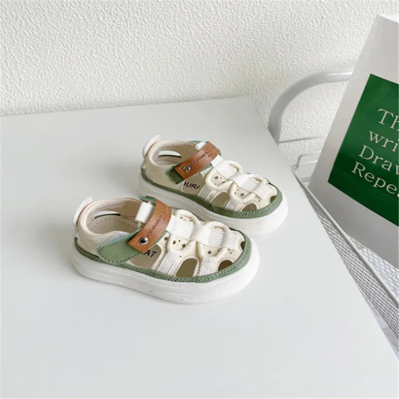 Summer Baby Shoes For Boys Leather Cutouts Girls Sandals Soft Sole Kids Beach Fashion Toddler 1525 240509