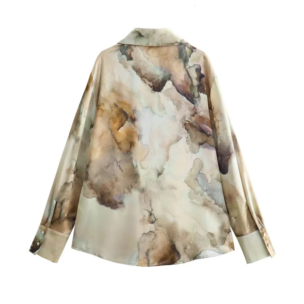 Zach Ailsa Spring Product Womens Tie Dyed Silk Satin Texture Shirt Fashion High Waist Skirt Casual Set 240423