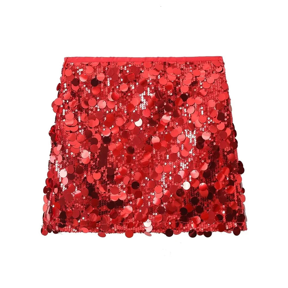 UNIZERA Spring Womens Wear French High Waist Casual Vintage Sequin Mini Skirt Fashion Short Skirt 240506