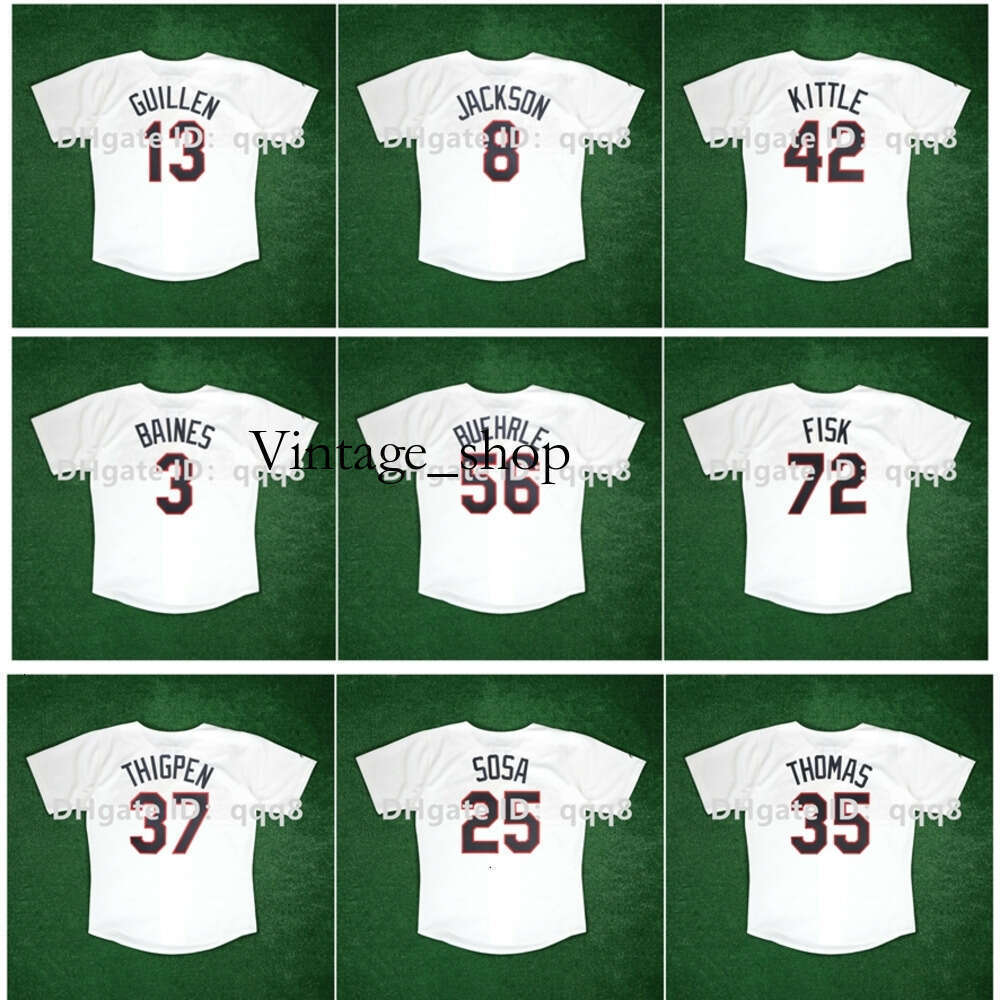 Vin 1989 Vintage Baseball Jersey Bo Jackson Frank Thomas Harold Baines Paul Konerko Mark Buehrle Ozzie Guillen Carlton Fisk Sammy Sosa Robin