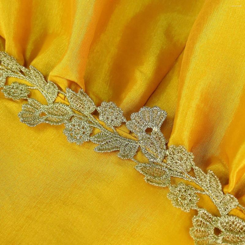 Womens T Shirts Sexy Yellow Blouse Off The Shoulder Ruffles Short Sleeve Straight High Quality Luxury Birthday Party Dinner Tops Cloth