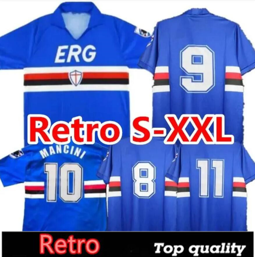 90 91 Sampdoria Mancini Vialli home Soccer Jersey 1990 1991 Maglie da Calcio Sampdoria Retro Vintage Classic Football Shirt Maillot