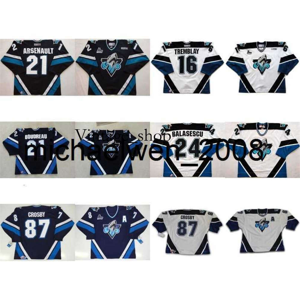 Vin Weng Customize Mens Womens Kids QMJHL Rimouski Oceanic 21 Boudreau 21 Benoit Arsenault 87 Sidney Crosby 16 Tremblay Hockey Jerseys Goalit Cut