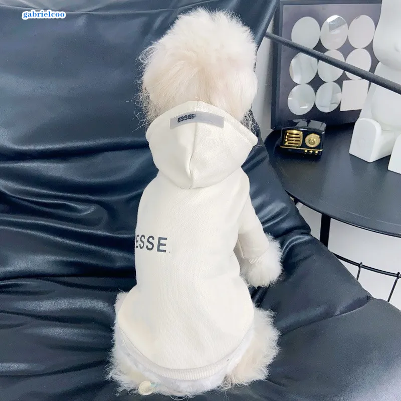 Designer Dog Black White Grey Beige Pure Cotton Classic Offset Printed Pet Cat Clothing Letter Reflective Hoodie XS-XXL