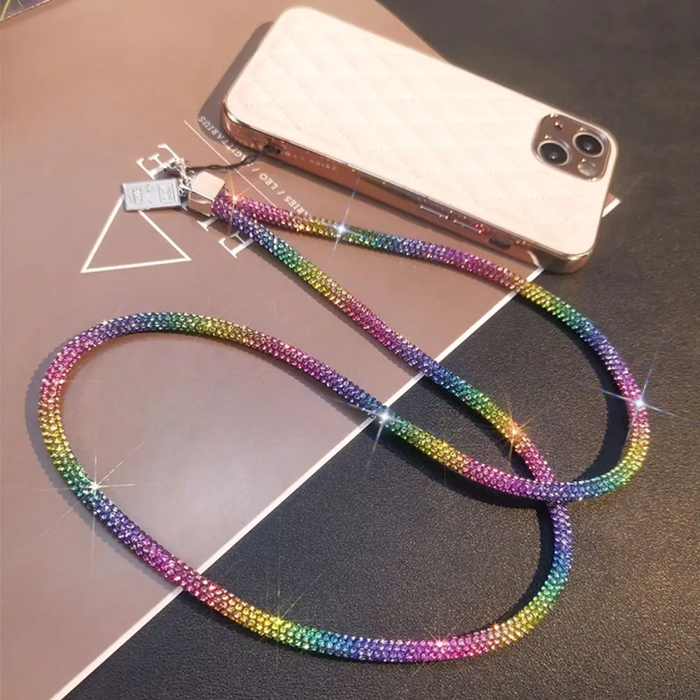 Glitter Rhinestone Phone Lanyard Phone Diamond Crystal Wrist Straps Keychain Neck Hanging Anti-lost Rope
