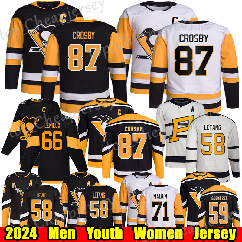 #87 Sidney Crosby Pittsburgh hockey jersey #58 Kris Letang Erik Karlsson Evgeni Malkin Jeff Carter Rust Tristan Jarry Jake Guentzel Rickard Rakell Penguins jerseys