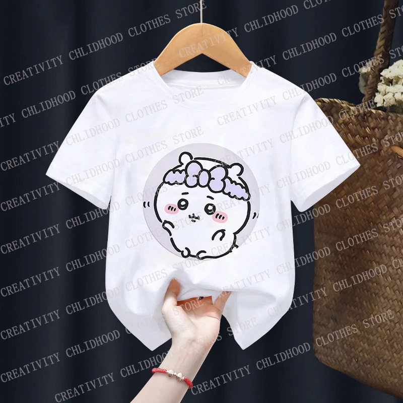 Children TShirt CChiikawas Kawaii Cartoons Kids Tee Shirts Anime Casual Clothes Boy Girl Tops Cute expression Short sleeved 240510