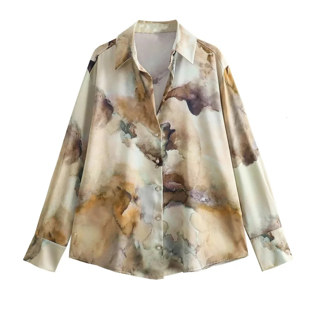 Zach Ailsa Spring Product Womens Tie Dyed Silk Satin Texture Shirt Fashion High Waist Skirt Casual Set 240423