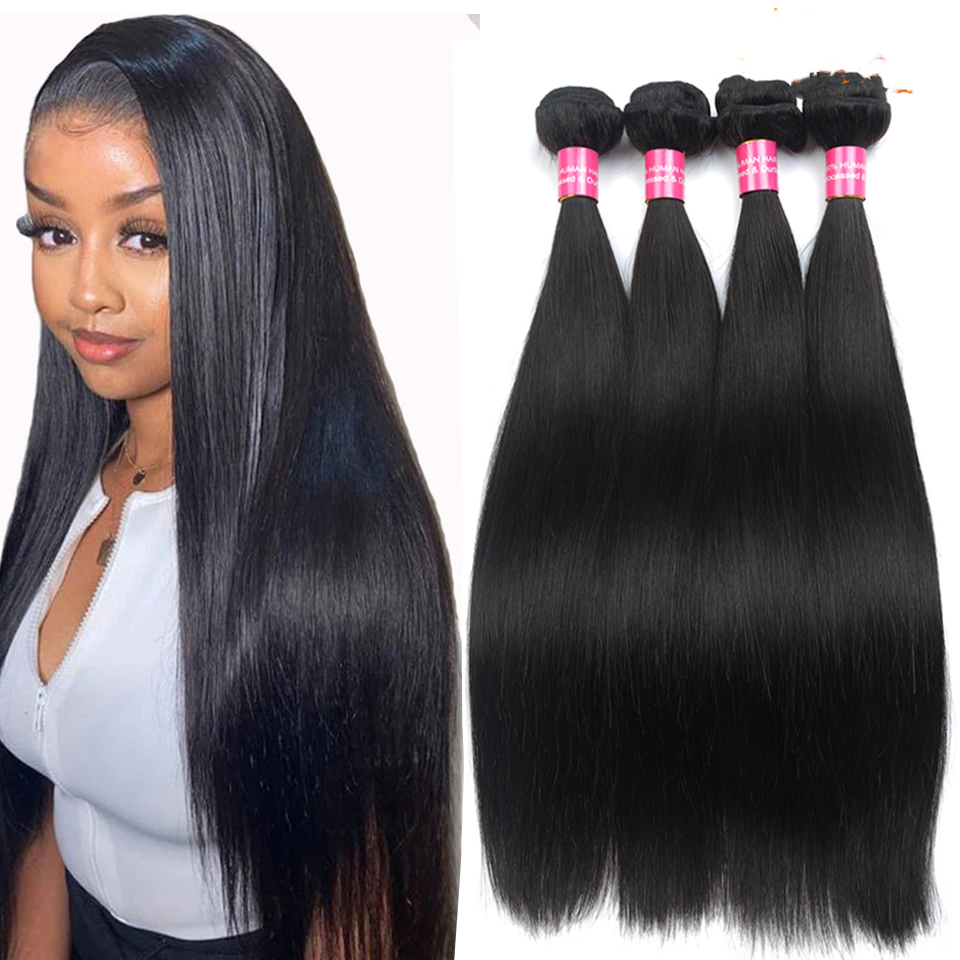Brazilian Straight Virgin Hiar 4 Bundles 100% Unprocessed Brazilian Human Hair Weaves Brazilian Virgin Hair Straight Dyeable Can be dyed and permed wh