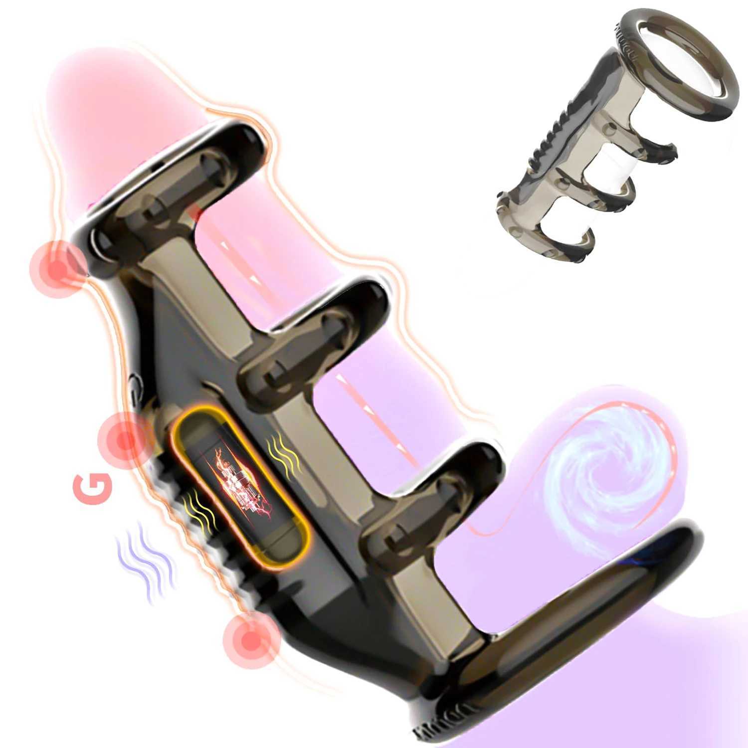 Other Health Beauty Items 2 in 1 Male Delay Cock Ring Slve Penis Vibrating Ring Strap Dildo G spot Stimulator Vibrator Enlargement Extender For C