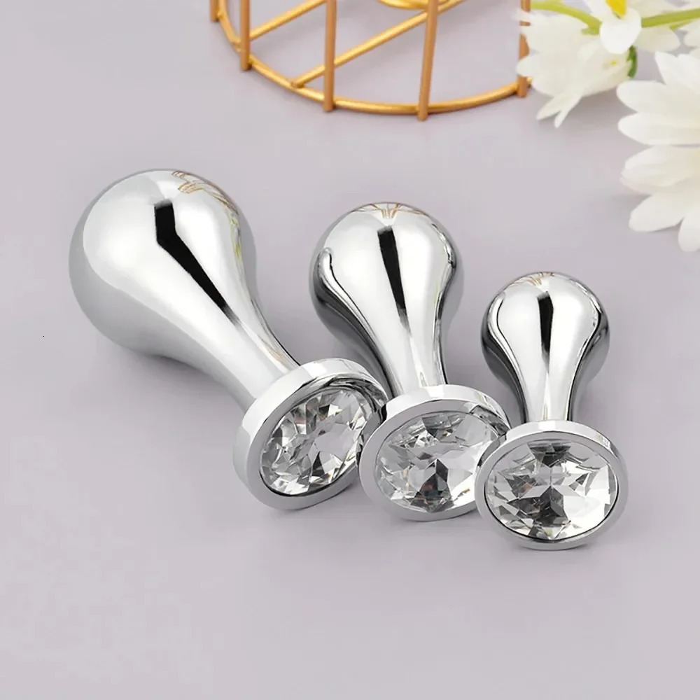 St50 adult sex toy round head electroplated metal anal plug large head femalemale wide anal device 240511