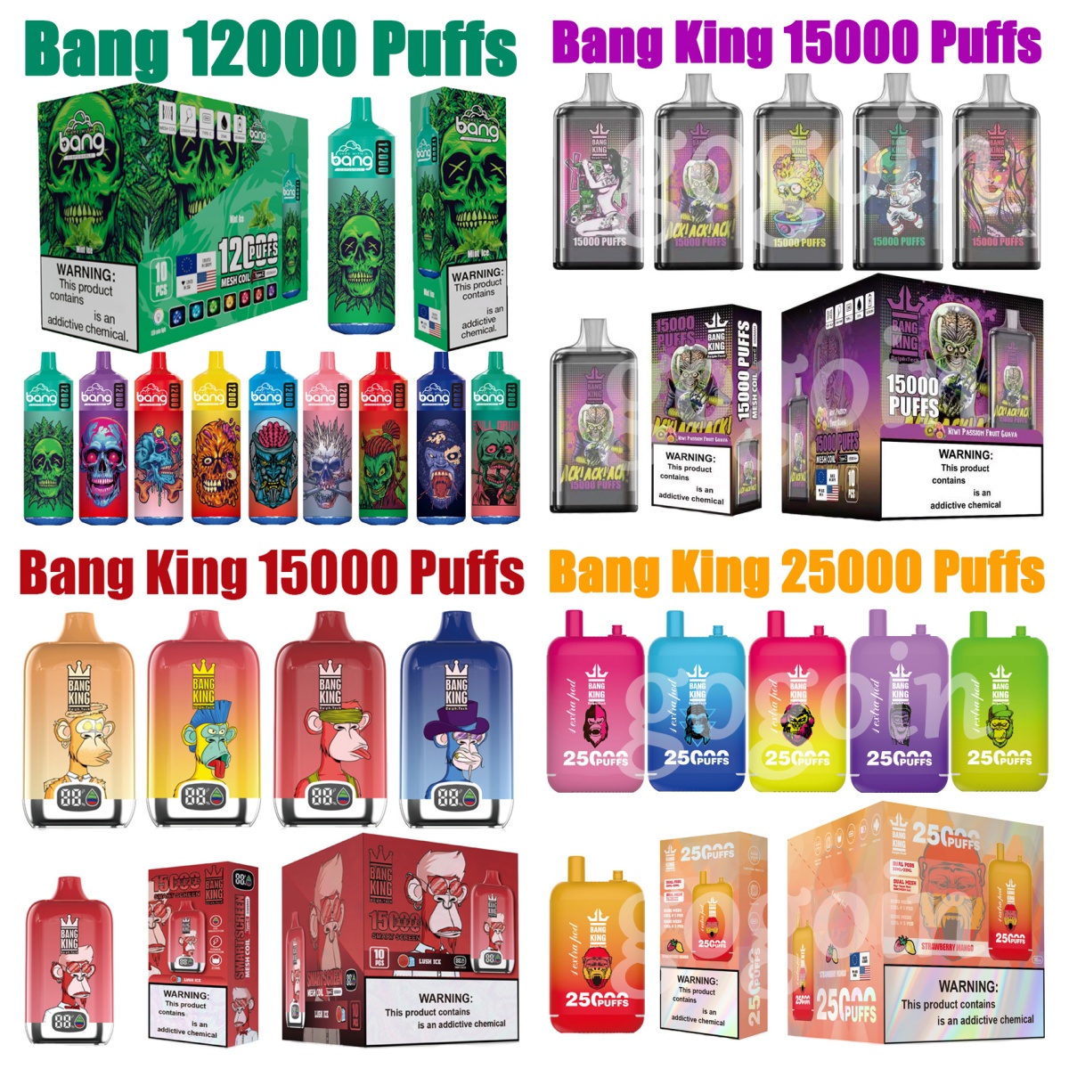 Bang King 12000 15000 25000 Puffs Disposable Vape E Cigarettes Smart Screen Puff 12k 15k 25k Crystal 20ml Prefilled Pod 650mah Rechargeable Dual Pod Digital Pen
