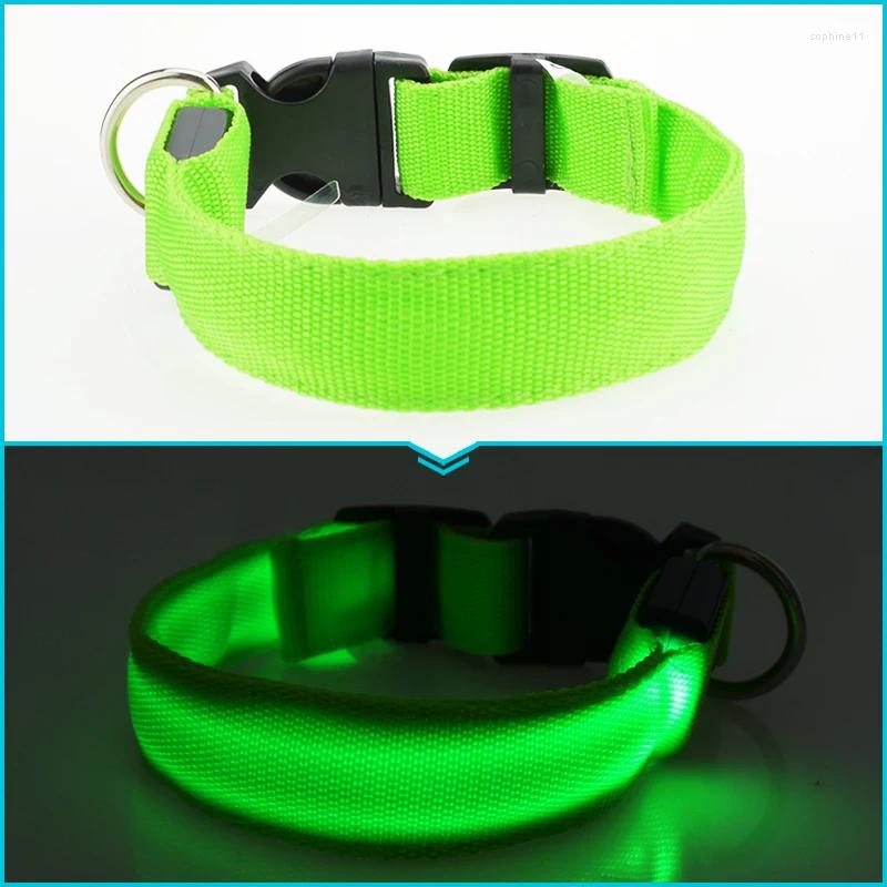 Update Dog Collars LED Nylon Collar Cat Harness Flashing Light Up Night Safety Pet 7 Color S-Xl Size Christmas Accessories